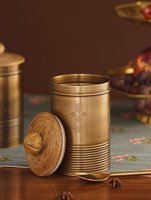 Ensemble de pots à épices Pojan vintage en laiton brun de qualité supérieure, écologiques, avec couvercles personnalisés et élégants pour la maison spirituelle et les boissons