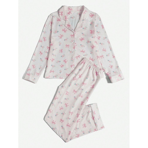 Ensemble de pyjamas en satin de soie à manches longues pour femmes, style personnalisé, vêtements de nuit pour la maison, pour l'été, l'automne et le printemps - Product Image 5