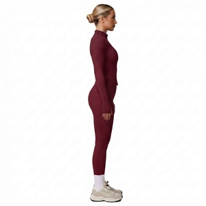 <b>Women</b>’s Gym Activewear Set Long Sleeve Full Zip Top High Waist Stretch <b>Leggings</b> Training Sportswear - Product Image 3