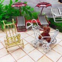 Maison de poupée miniature 1:12, chaise longue de piscine, chariot de courses, tricycle, chaise en fil métallique - Ensemble de meubles jouets multicolores Nonw Brand