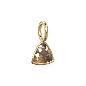 Colgante de Cuarzo Ahumado de 5mm en Oro Amarillo Sólido de 14k con Engaste para Joyería / Piedra de Nacimiento de Junio / Gema Marrón con Corte Trillón - Product Image 3