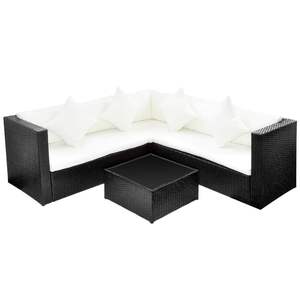 Ensemble de canapés de jardin en polyrotin noir, 4 pièces - Product Image 2