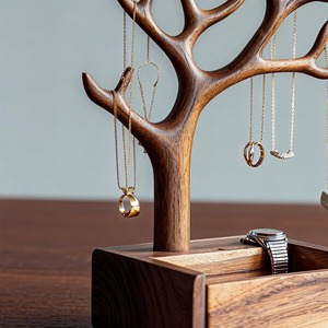 Wooden Jewelry <b>Storage</b> Stand With Drawer For Home Decor Closet Accessory Organization And <b>Tabletop</b> <b>Storage</b> Solution From India - Product Image 3