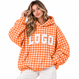 Sweat à capuche tendance à carreaux, coupe oversize, manches longues, décontracté, style streetwear moderne, confortable pour le quotidien - Product Image 6