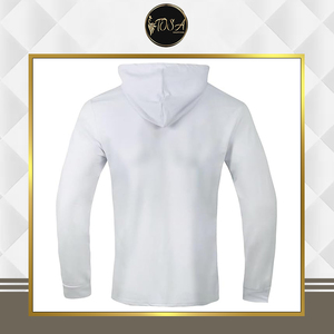 เสื้อฮู้ดดี้ผู้ชายผ้าคอตตอนผสมโพลีเอสเตอร์สีขาว พิมพ์ลายกันยับ คุณภาพมาตรฐานสำหรับผู้ค้าส่ง สไตล์สตรีทแวร์ลำลอง หนานุ่ม ใส่สบาย เป็นมิตรต่อสิ่งแวดล้อม - Product Image 2