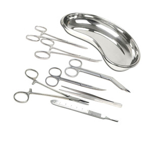 Kit de chirurgie mineure de base de 13 pièces - Plateau réniforme en acier inoxydable durable, instruments chirurgicaux essentiels pour interventions mineures - Product Image 5