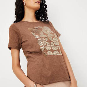 Camiseta de Verano para Mujer, Ecológica, de Jersey Comprimido, Casual, de Manga Corta, Lisa - Product Image 4