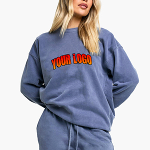 Sudadera extragrande de alta calidad 100% algodón polar 400GSM para mujer, con logo bordado personalizado, estilo streetwear, sudadera gruesa. - Product Image 4