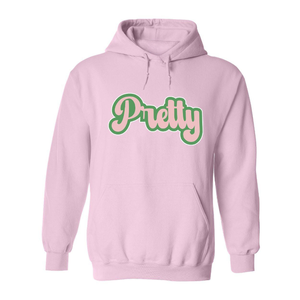 Sudadera con Capucha AKA Pretty Hoodie, Sudadera con Capucha de Felpa Premium, Ropa Personalizada para Hermandades Griegas, Sudadera Informal para Mujer, Rosa Claro y Verde - Product Image 1