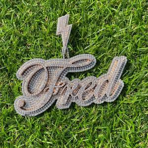 Collar con Colgante de Moissanita VVS Personalizado con Nombre en Letra Cursiva, Estilo Hip Hop, Plata S925, Joyería de Lujo - Product Image 1