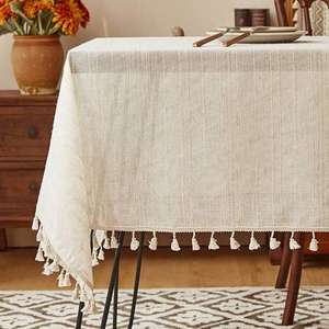 Mantel Cuadrado Europeo Clásico de Algodón y Lino, Moderno, Tejido, con Borlas, Resistente al Aceite, Personalizable, Antipolvo, para Hogar y Hotel - Product Image 4