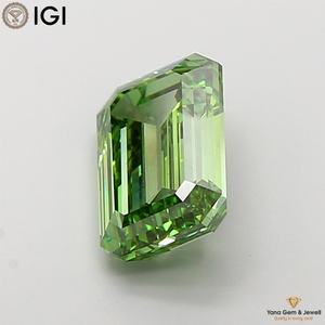 Diamante Cultivado en Laboratorio con Corte Esmeralda y Certificado IGI para Anillo Solitario, 4.00 Quilates, Color Verde Intenso, Claridad VS1 - Product Image 3