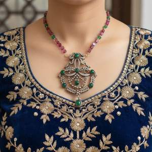 Gold-Plated Emerald and Diamond Unisex Brooches aka Necklaces - Product Image 5