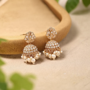 Pendientes Jhumki con Cadena de Perlas Kan, Jewelemarket 10575574WH - Product Image 3