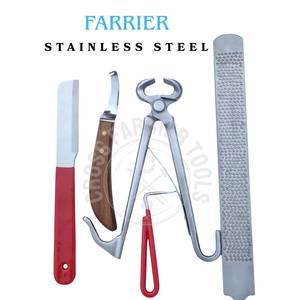 Kit d'outils de fermeur équin : Coupe-ongles de cheval, Râpe à ongles facile à ouvrir, Couteau à ongles à poignée rouge, Couteau à ongles à lame en D, Cure-ongles en acier inoxydable - Product Image 3
