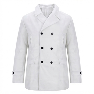 Plus Size <b>Men's</b> Winter Solid <b>Double</b> <b>Breasted</b> Thicken Warm Woolen Blend Notched Lapel Regular Sleeve Button Closure Pea Coats - Product Image 1