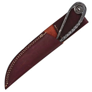 Couteau de cuisine Burraq artisanal en acier Damas forgé, style médiéval antique - Lame multifonctionnelle, options DIY et OEM personnalisables - Product Image 4