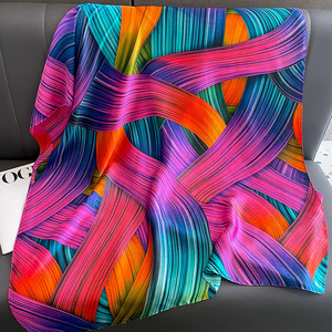 90*90CM Square Luxury 100% <b>Silk</b> Satin Casual Breathable Medium <b>Scarf</b> Customized Logo Colors OEM Service All Seasons Women's - Product Image 4