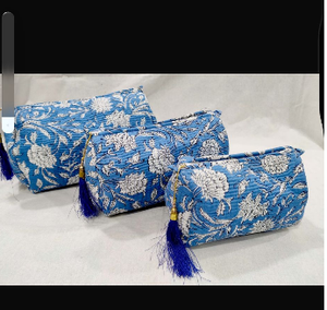 Toiletry Pouch <b>Set</b> Velvet Quilted Bag Makeup for Cosmetic Birthday Wedding Gift Zipper bags - Product Image 3