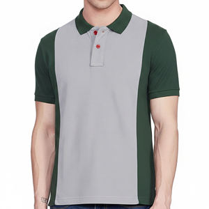 Chemise Homme de Haute Qualité à Col Rabattu, Manches Courtes, Coupe Classique, Tricotée, Design Uni, Respirante, Vert, Gris, Rouge, Boutons - Product Image 1