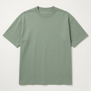 เสื้อยืดโอเวอร์ไซส์ผู้ชาย ผ้าฝ้าย 100% หนานุ่ม ทรงหลวม ไหล่ตก สีเขียวเซจ ล้างแบบวินเทจ เสื้อยืดเปล่าสำหรับขายส่ง - Product Image 2