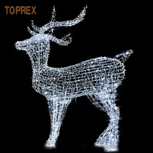 Decorazioni natalizie di grandi dimensioni per esterni statue a Led giganti luce di grandi cervi 3D illuminati per renne di dimensioni reali per display invernali commerciali