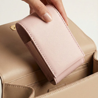 Trousse de Maquillage en Cuir PU, Miroir Compact, Résistante à l'Eau, Sac à Rouge à Lèvres, Organisateur d'Outils de Beauté pour Femme, Couleur Personnalisable