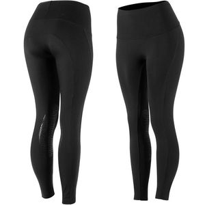 Leggings Ecuestres de Cintura Alta para Mujer, Tejidos en Spandex y Nailon, Elásticos en Cuatro Direcciones, Color Gris Sólido con Parches de Silicona - Product Image 2