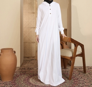 Oferta Especial: Abaya Saudí Tradicional Islámica para Mujer, Moderna y Hermosa, de Poliéster Transpirable, Largo hasta el Tobillo, para Primavera - Product Image 1