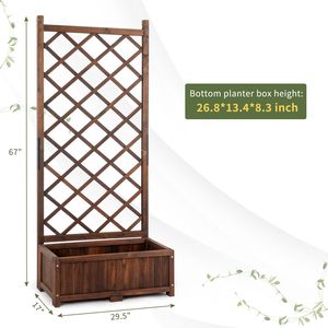 Fioriera da Giardino Esterna Alta 67 Pollici con Pannelli a Griglia, Fioriera Rialzata in Legno con Fori Decorativi - Product Image 6
