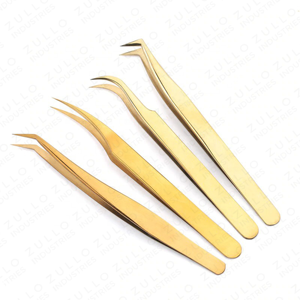 Gold Plated Eyelash Extension Tweezers Stainless Steel Volume Isolation <b>Lash</b> Tweezers Precision Beauty Tool <b>Kit</b> - Product Image 3