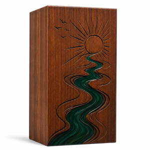 Custom Wooden <b>Memorial</b> Urn Crystal Inlay Cremation Keepsake <b>Box</b> Carved Funeral Decoration - Product Image 1