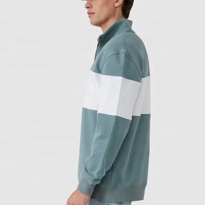 Sweat-shirt à col montant pour homme, coupe classique, en molleton bouclette, style color block, décontracté, automne - Product Image 2