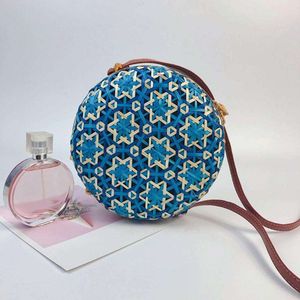 Custom Handmade Round Bamboo Handbag Natural Woven Beach <b>Bag</b> for Women Fashion Accessories Summer Vacation - Product Image 2