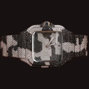 New Luxurious Black and White Moissanite Diamond <b>Square</b> Case With Auto Date Features Glass Dial Fashion Hip Hop <b>Man's</b> <b>Watch</b> - Product Image 1