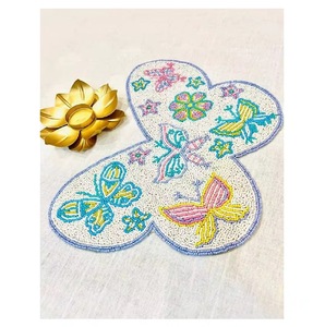 Handcrafted Beaded <b>Table</b> Placemat <b>Butterfly</b> Design Embroidered <b>Dining</b> Mat <b>Table</b> Charger for Wedding Home Party - Product Image 4
