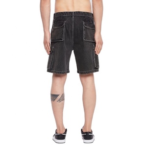 Custom Unisex 100% algodón verano Pantalones cortos de sudor de los hombres de estilo de la calle Sun Faded Stone Vintage ácido lavado 3D Puff estampado Raw Hem - Product Image 3