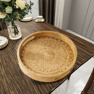 Bandeja Redonda Tallada en Madera de Mango - Product Image 5