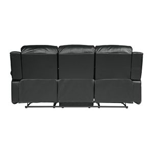 Solid Wood Plywood Frame Black Bonded Leather <b>Recliner</b> Comfortable Double Reclining Sofa for Living Room 1pc Furniture - Product Image 6