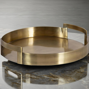 Plateau de service carré écologique de 15 pouces avec finition en laiton antique, style américain, fait à la main, sans BPA et compatible lave-vaisselle - Product Image 2