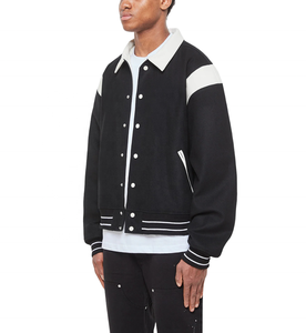 Veste de baseball vintage en laine fine personnalisée OEM avec logo personnalisable sur le devant pour hommes - Product Image 2