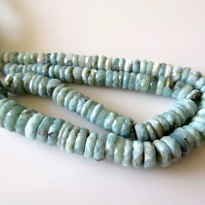 Perles de pierres précieuses naturelles Larimar Tyre Rondelle pour la fabrication de bijoux, fil de pierres en vrac de haute qualité - Product Image 1