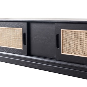 Armoire de cuisine avec portes coulissantes en rotin Buffet nordique en bois Buffet moderne minimaliste pour meubles de maison contemporains - Product Image 2