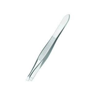 Professional Stainless Steel Eyelash Tweezers Slant Tip Satin Silver Finish Beauty Grooming <b>Tool</b> for Ladies - Product Image 1
