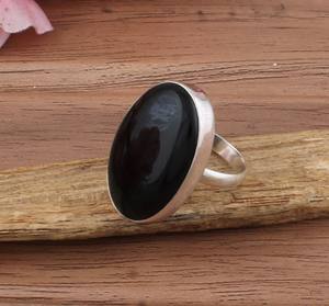 Anillo Grande de Ónice Negro Natural, Plata de Ley 925, Joyería de Piedras Preciosas con Diseño Atrevido, Ovalado, Cabujón, para Mujer, Venta al por Mayor, para Fiestas - Product Image 2