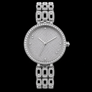 Montre de luxe avec diamants glacés, bracelet en acier inoxydable argenté et caoutchouc, montre-bracelet à quartz, style élégant et haut de gamme pour hommes et femmes - Product Image 1