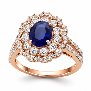Luxury Rose <b>Gold</b> Split Shank Pave <b>Cocktail</b> Engagement <b>Ring</b> for Anniversary Gift OEM ODM Custom Jewelry - Product Image 1