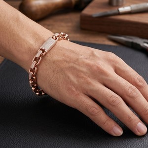 Premium Rose Gold Iced Out Cuban Link <b>Bracelet</b> with Premium Cubic Zirconia Hip Hop Bling Designer Jewelry Gift for Him Her Style - Product Image 5