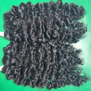 Qhair vietnamita suave de alta calidad cabello crudo suave y sedoso negro birmano rizado Genius trama máquina paquetes de Qhair - Product Image 5