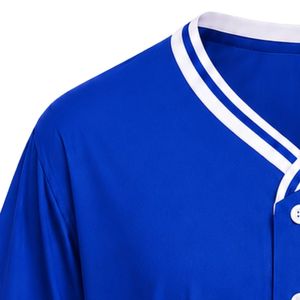 Royal Blue Women's Baseball Jersey, Short Sleeve <b>Button</b> Front V Neck Top with <b>White</b> Trim and Embroidered for Team Sports - Product Image 2